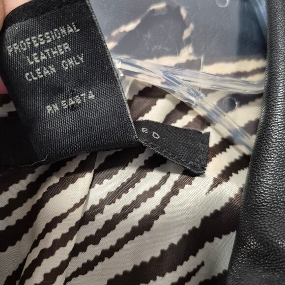 Vintage The Limited Womens Leather Black Fitted Jacket XS Zebra stripe lining - Picture 4 of 13